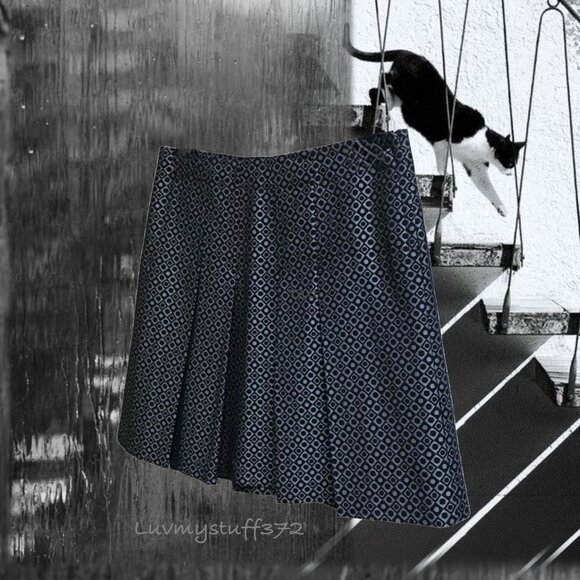 Club Monaco Dresses & Skirts - Cute CLUB MONACO Pleated Skirt Geometric Black Metalic Silver